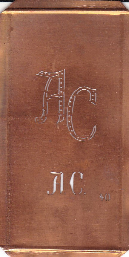 AC - Alte Monogramm Schablone zum Sticken