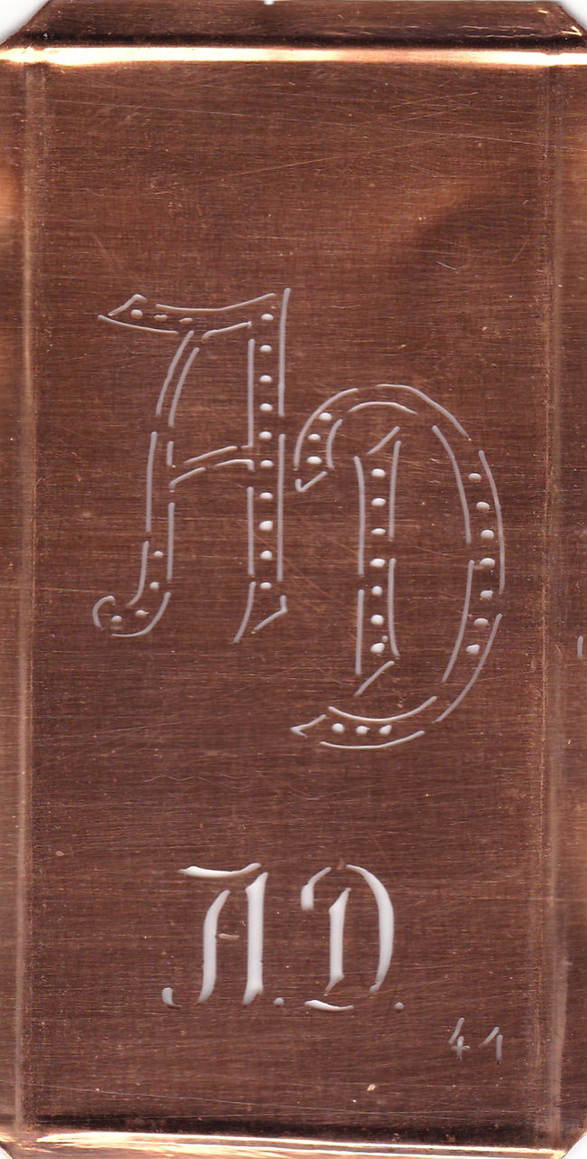 AD - Alte Monogramm Schablone zum Sticken