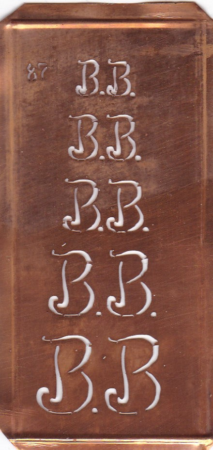 Stickschablone mit Monogramm BB in 5 Größen