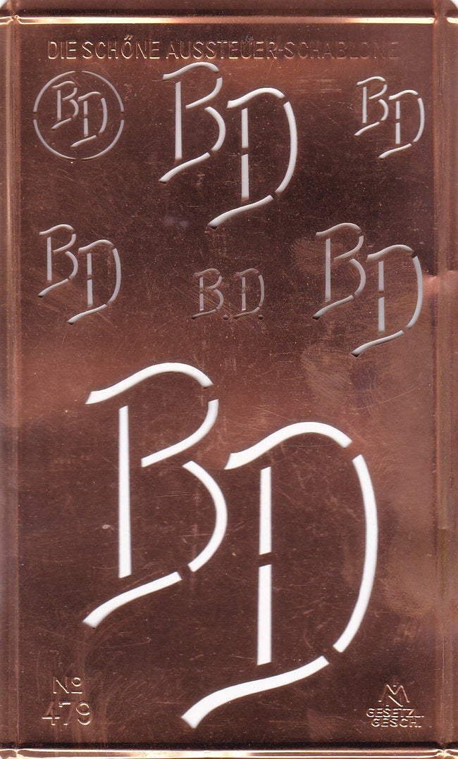 BD - Kupferschablone mit Monogramm in 7 Größen