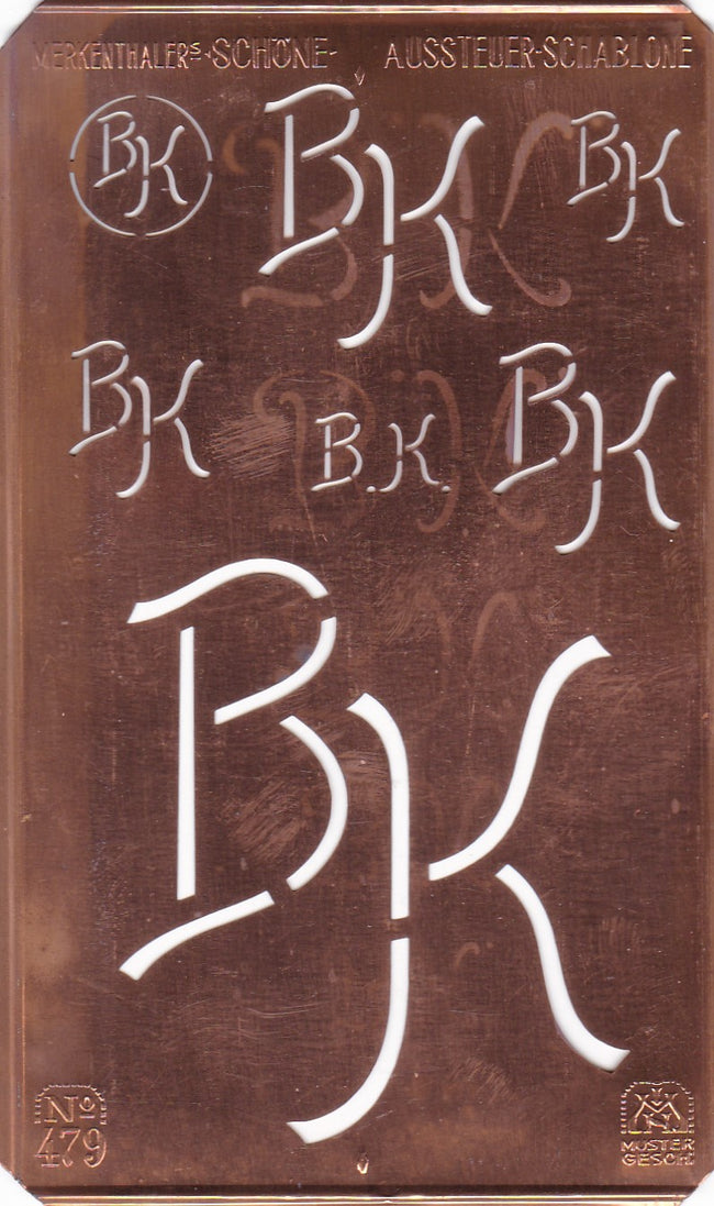 BK - Kupferschablone mit Monogramm in 7 Größen