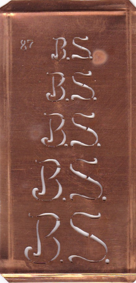 Stickschablone mit Monogramm BS in 5 Größen