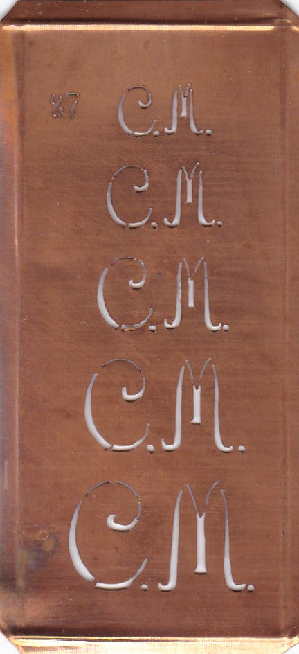 Stickschablone mit Monogramm CM in 5 Größen