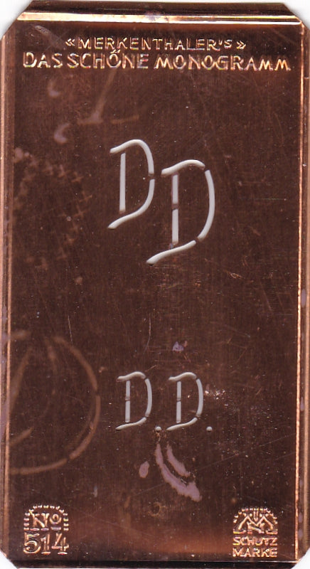www.knopfparade.de - DD - Alte kleine Monogrammschablone zum Sticken