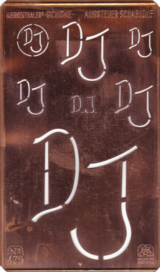 DJ - Kupferschablone mit Monogramm in 7 Größen