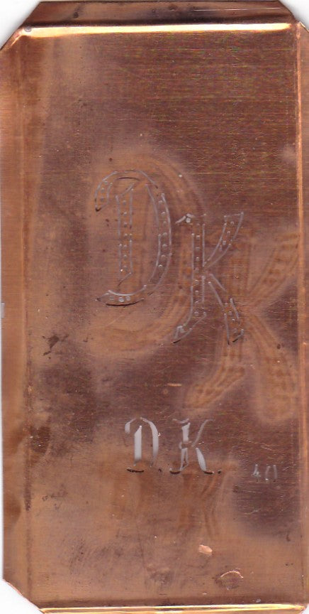 DK - Alte Monogramm Schablone zum Sticken