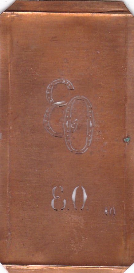 EO - Alte Monogramm Schablone zum Sticken