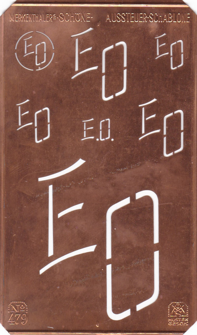 EO - Kupferschablone mit Monogramm in 7 Größen