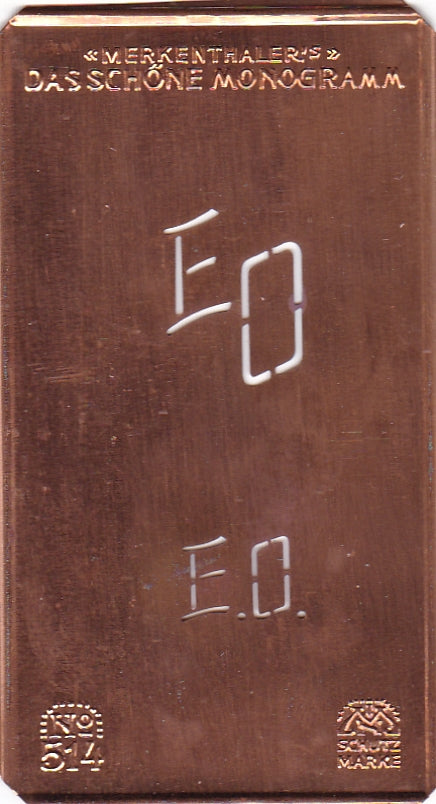 www.knopfparade.de - EO - Alte kleine Monogrammschablone zum Sticken