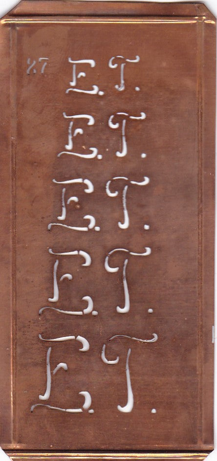 Stickschablone mit Monogramm ET in 5 Größen