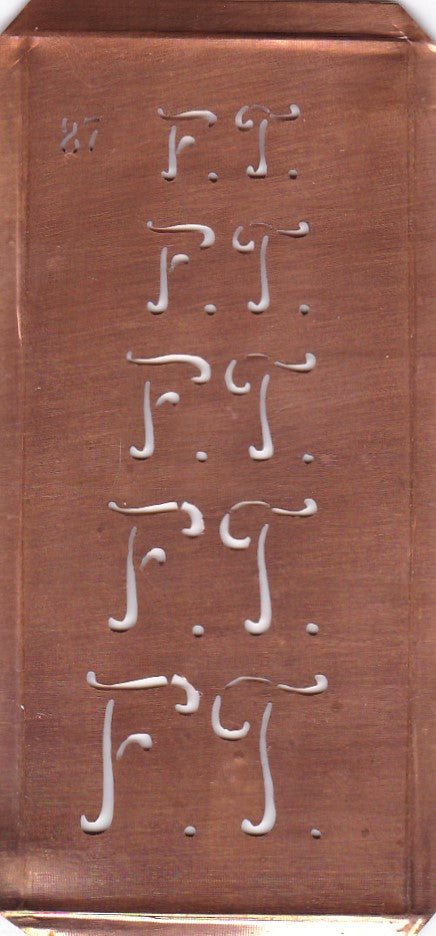 Stickschablone mit Monogramm FT in 5 Größen