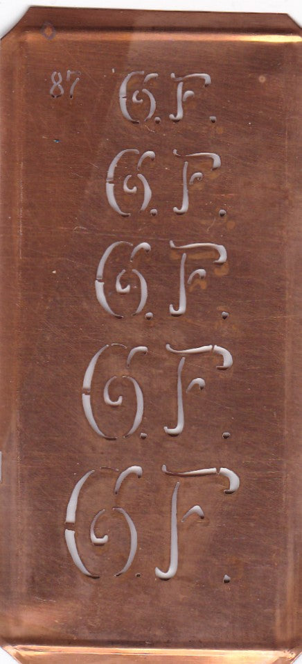 Stickschablone mit Monogramm GF in 5 Größen