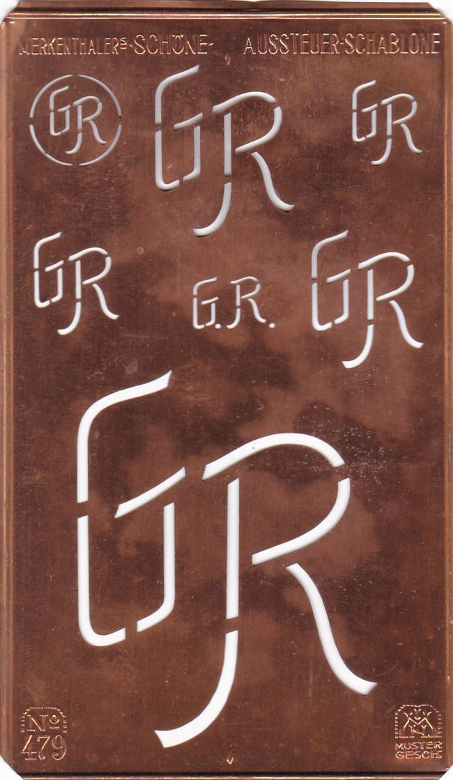 GR - Kupferschablone mit Monogramm in 7 Größen