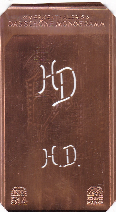 www.knopfparade.de - HD - Alte kleine Monogrammschablone zum Sticken