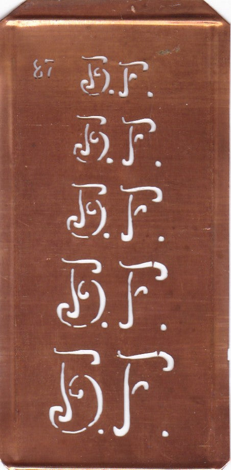 Stickschablone mit Monogramm HF in 5 Größen