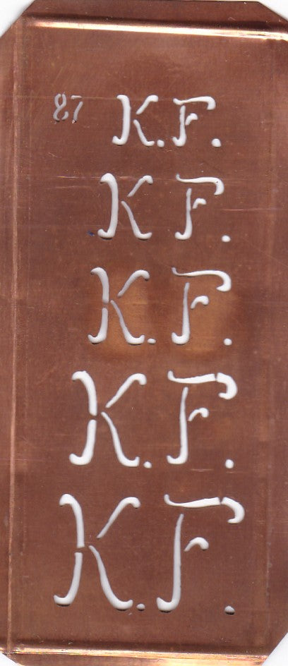 Stickschablone mit Monogramm KF in 5 Größen