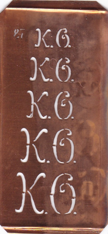 Stickschablone mit Monogramm KO in 5 Größen