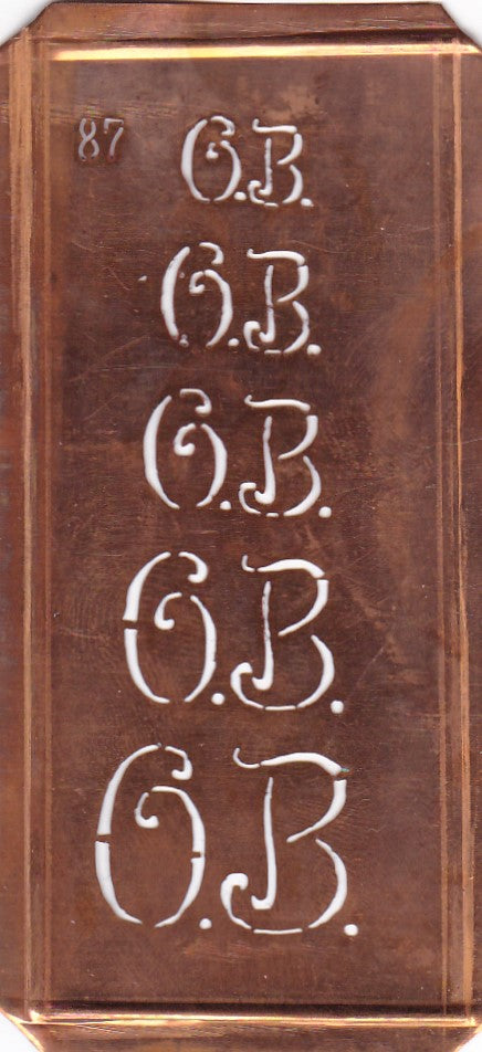 Stickschablone mit Monogramm OB in 5 Größen