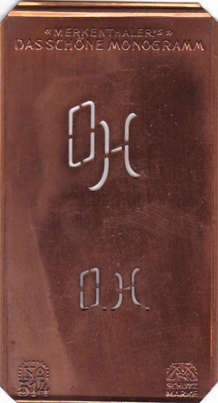 www.knopfparade.de - OH - Alte kleine Monogrammschablone zum Sticken