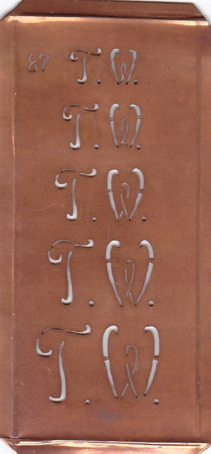 Stickschablone mit Monogramm TW in 5 Größen