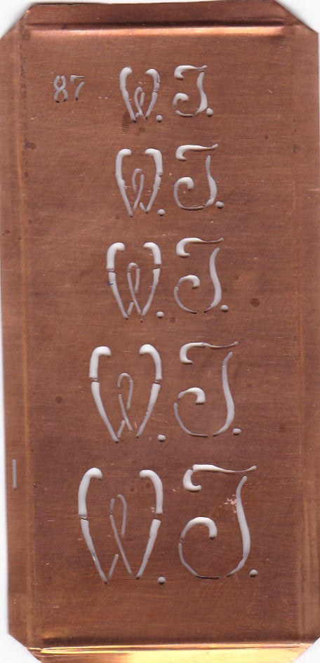 Stickschablone mit Monogramm WJ in 5 Größen