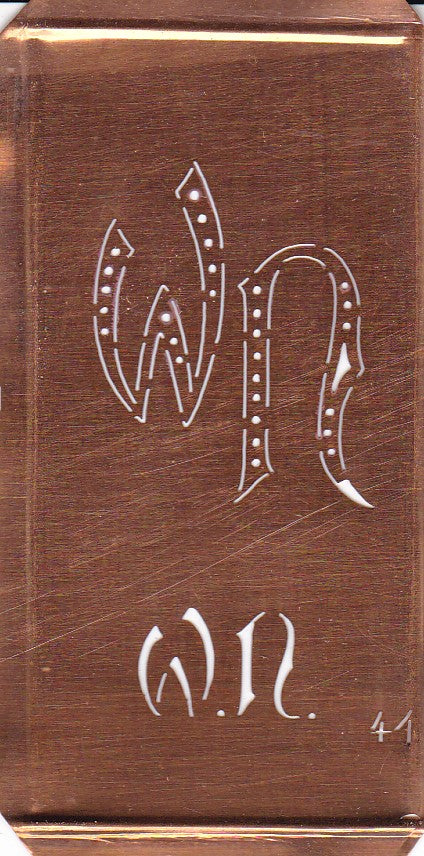WN - Alte Monogramm Schablone zum Sticken