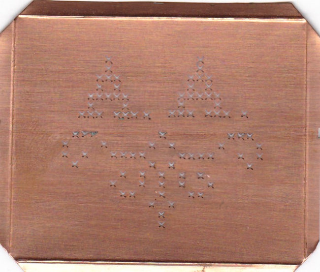AA - Alte niedliche Kreuzstich Monogramm Schablone