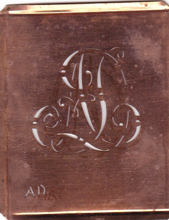 AD - Alte verschlungene Monogramm Stick Schablone