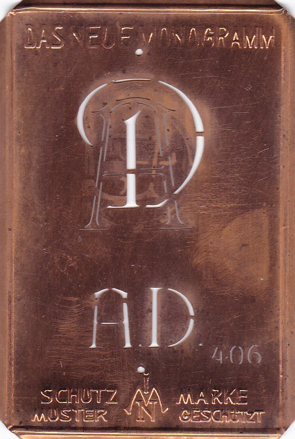 AD - Alte Jugendstil Monogrammschablone