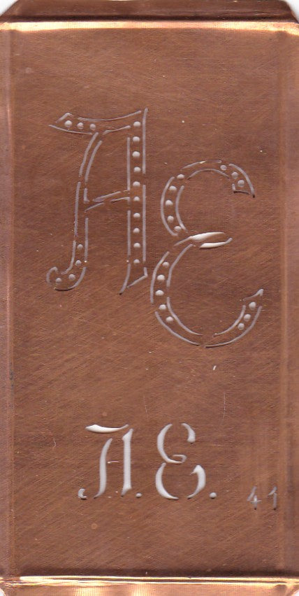 AE - Alte Monogramm Schablone zum Sticken