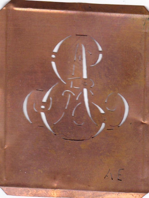AE - Alte Monogramm Schablone zum Sticken