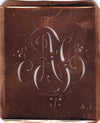AJ - Antiquität aus Kupferblech zum Sticken von Monogrammen und mehr