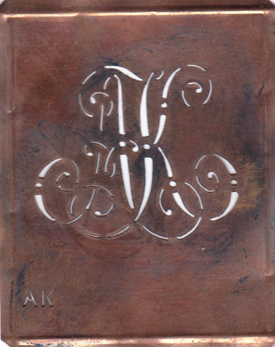 AK - Alte verschlungene Monogramm Stick Schablone