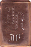 AN - Interessante alte Kupfer-Schablone zum Sticken von Monogrammen