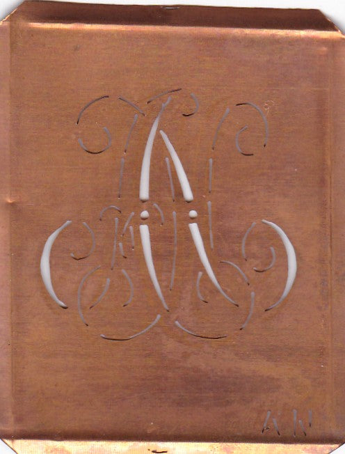 AN - Uralte Monogramm Schablone zum Sticken