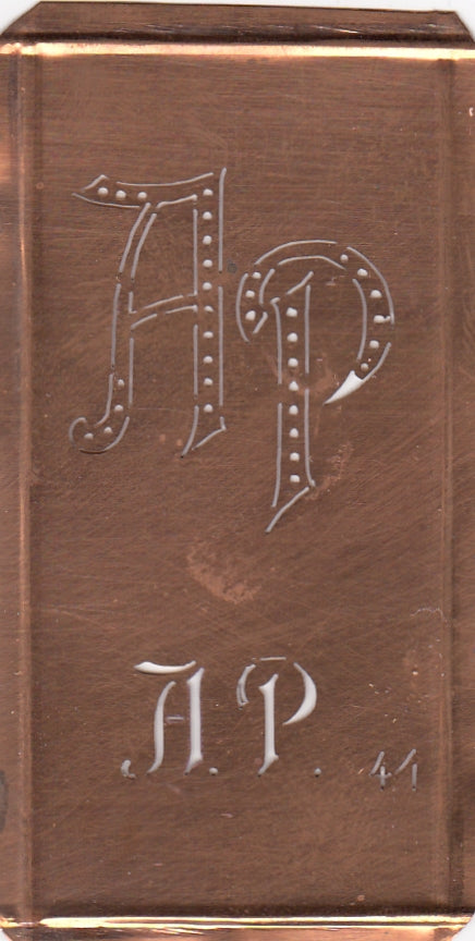 AP - Alte Monogramm Schablone zum Sticken