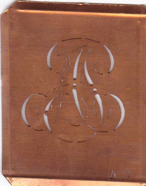 AP - Alte Monogramm Schablone zum Sticken