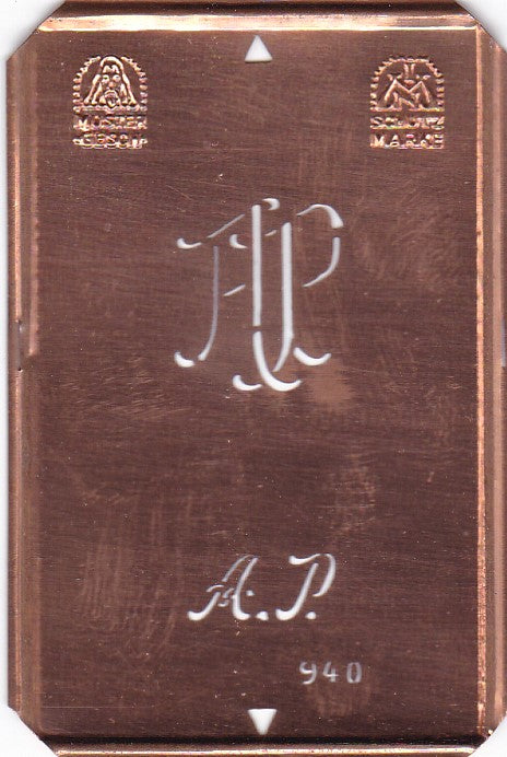 AP - Alte Monogramm Schablone zum Sticken