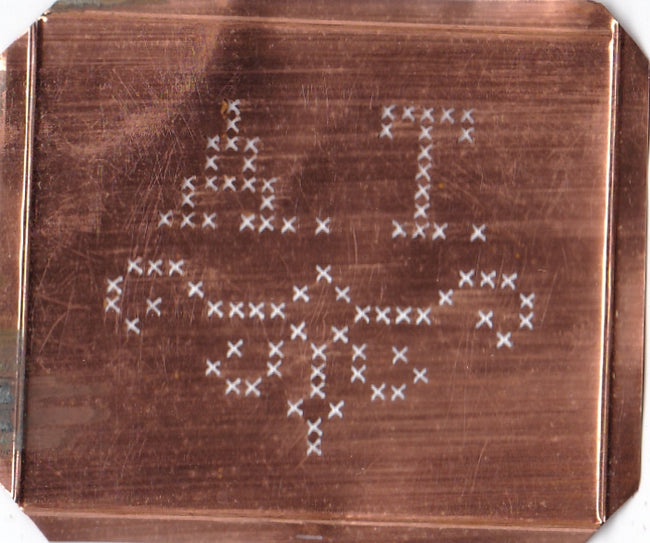 AT - Alte niedliche Kreuzstich Monogramm Schablone