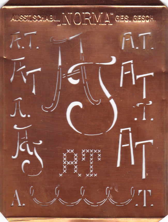 AT - Hübsche alte Monogrammschablone