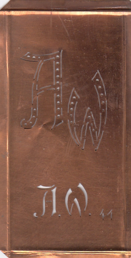 AW - Alte Monogramm Schablone zum Sticken