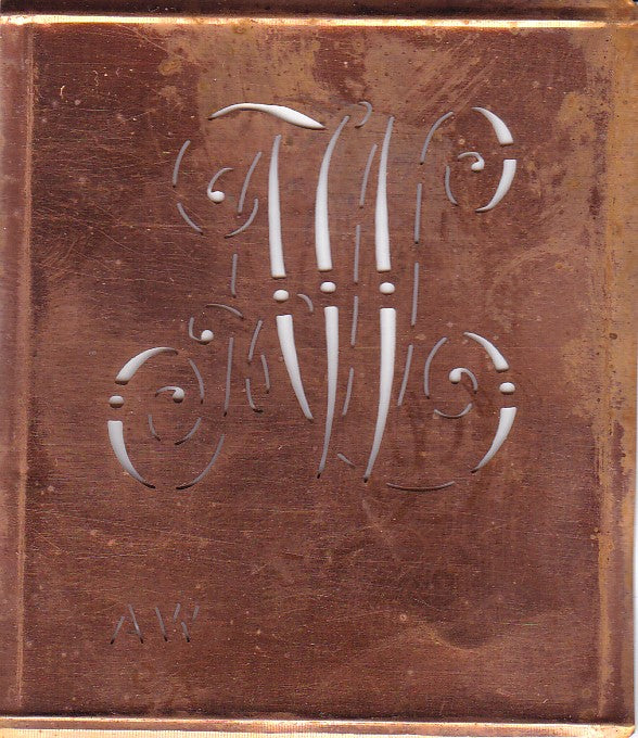 AW - Alte verschlungene Monogramm Stick Schablone