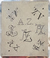 AZ - Alte Monogrammschablone aus Zink-Blech mit 8 Variationen