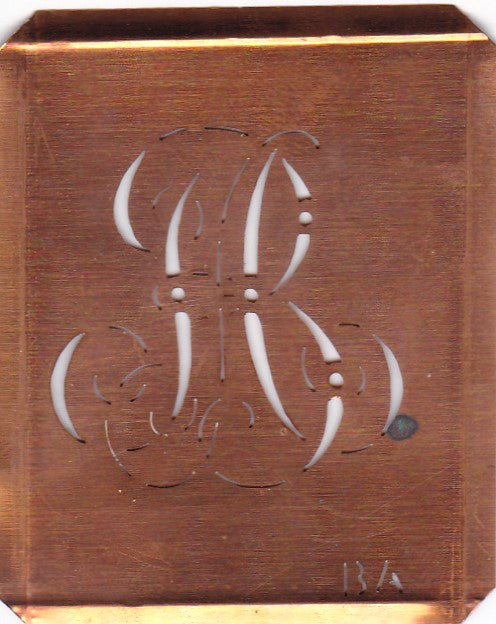 BA - Alte Monogramm Schablone zum Sticken