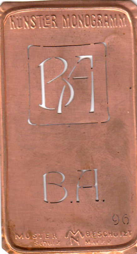 BA - Alte Jugendstil Stickschablone - Medaillon-Design