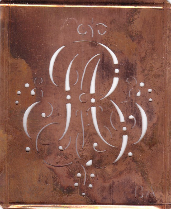 BA - Alte Monogramm Schablone mit Schnörkeln