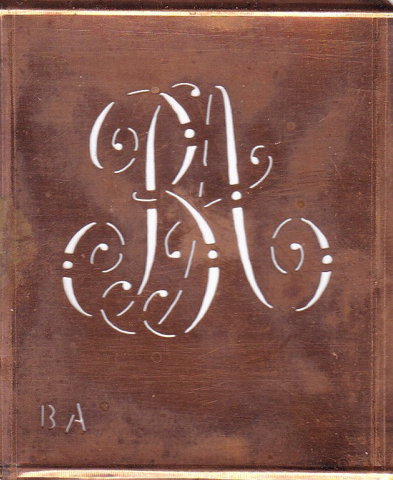 BA - Alte verschlungene Monogramm Stick Schablone
