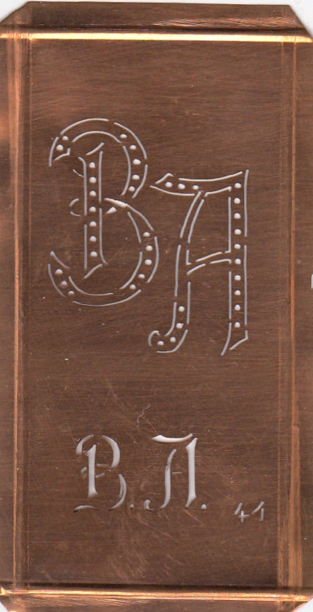 BA - Alte Monogramm Schablone zum Sticken