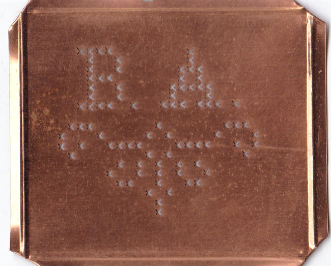 BA - Alte niedliche Kreuzstich Monogramm Schablone