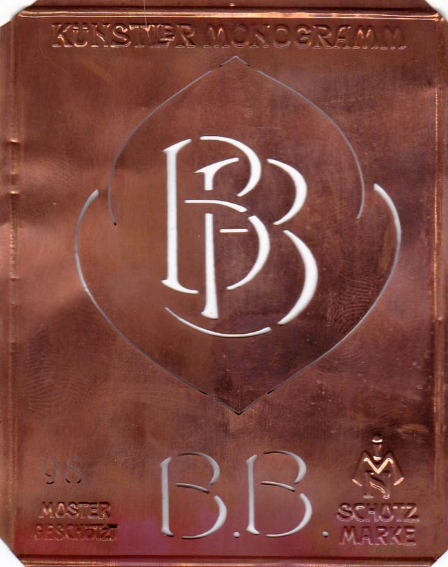 BB - Besondere Jugendstil Monogrammschablone